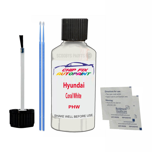 Hyundai Coral White Touch Up Paint Code PHW Scratch Repair Kit