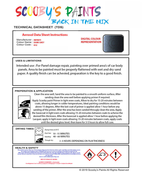 Aerosol Spray Paint For Infiniti Ex Dark Grey Paint Code K52 Silver-Gr ...