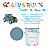 Morris Minor BU12 Vintage Classic Car Paint for restoration Blue Original Cellulose Paint used, Perfect Mix for IRIS BLUE