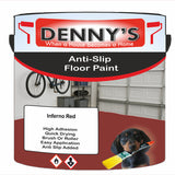 Denny's Floor Paint For Grip Coating Colour- Inferno Red - Anti-Slip Hardwearing Safe