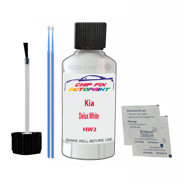 Kia Delux White Touch Up Paint Code HW2 Scratch Repair Kit