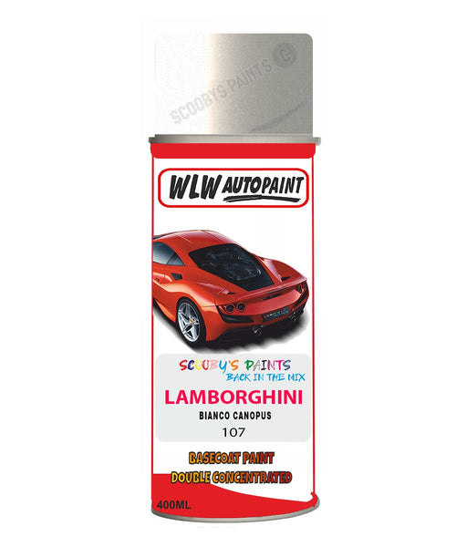 Lamborghini Bianco Canopus Aerosol Spray Paint Code 107 Basecoat Spray Paint