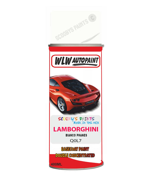 Lamborghini Bianco Phanes Aerosol Spray Paint Code Q0L7 Basecoat Spray Paint