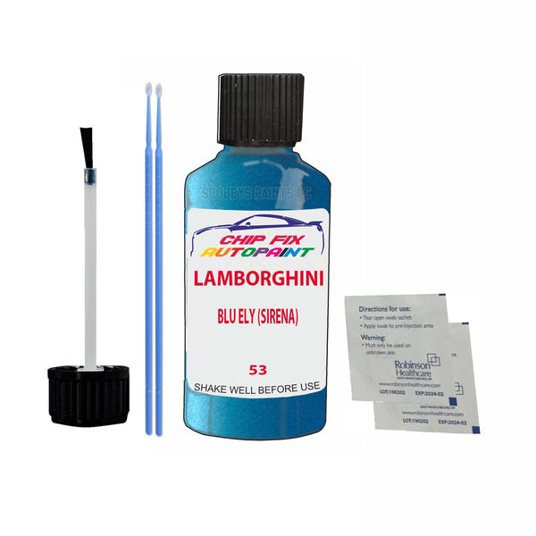 Lamborghini Other Models Blu Ely (Sirena) Touch Up Paint Code 0053 Scratch Repair Paint