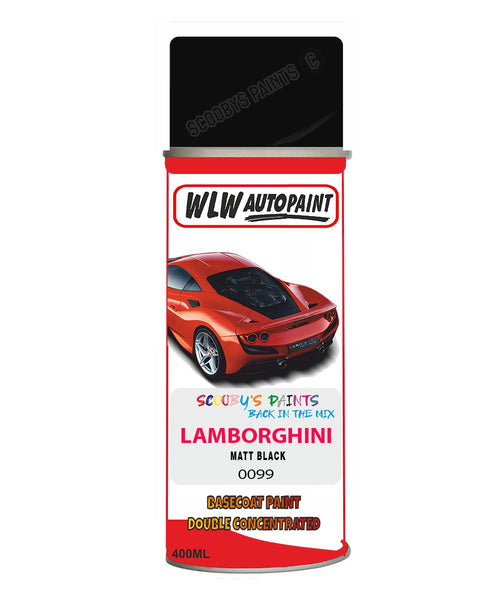 Lamborghini Matt Black Aerosol Spray Paint Code 99 Basecoat Spray Paint