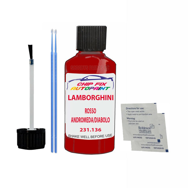 Lamborghini Gallardo Rosso Andromeda/Diabolo Rosso Touch Up Paint Code 231.136 Scratch Repair Paint