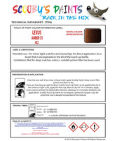 Instructions For Use Lexus RX Series Touch Up Paint