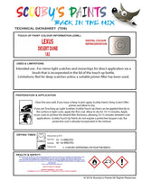 Instructions For Use Lexus LX Series Touch Up Paint