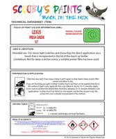 Instructions For Use Lexus LFA Touch Up Paint