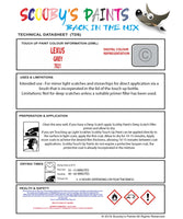 Instructions For Use Lexus GS Series Touch Up Paint