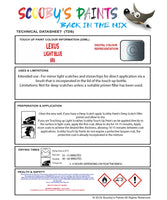 Instructions For Use Lexus RX450H Hybrid Touch Up Paint