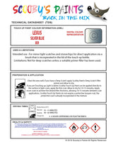 Instructions For Use Lexus ES SERIES Touch Up Paint