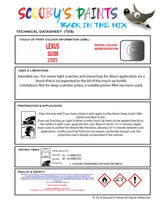 Instructions For Use Lexus CT200H Touch Up Paint