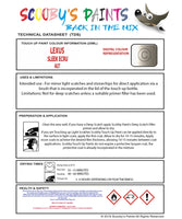 Instructions For Use Lexus RX Series Touch Up Paint