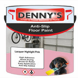 Denny's Floor Paint For Grip Coating Colour- Lacquer Highlight Pink - Anti-Slip Hardwearing Safe