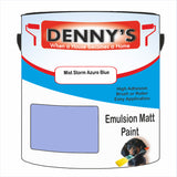 Denny's Emulsion Paint For Ceilings Colour- Mist Storm Azure Blue - Matte Low-Splatter Stain-Hide Bright