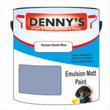 Denny's Emulsion Paint For Ceilings Colour- Horizon Denim Blue - Matte Low-Splatter Stain-Hide Bright