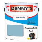 Denny's Emulsion Paint For Ceilings Colour- Breeze Denim Blue - Matte Low-Splatter Stain-Hide Bright