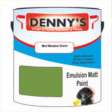 Denny's Emulsion Paint For Ceilings Colour- Mint Meadow Green - Matte Low-Splatter Stain-Hide Bright