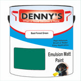 Denny's Emulsion Paint For Ceilings Colour- Basil Forest Green - Matte Low-Splatter Stain-Hide Bright