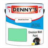 Denny's Emulsion Paint For Ceilings Colour- Wreath Dew Green - Matte Low-Splatter Stain-Hide Bright