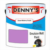 Denny's Emulsion Paint For Ceilings Colour- Dream Mulberry Purple - Matte Low-Splatter Stain-Hide Bright