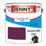 Denny's Emulsion Paint For Ceilings Colour- Twilight Heather Violet Purple - Matte Low-Splatter Stain-Hide Bright