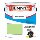 Denny's Emulsion Paint For Ceilings Colour- Natural Fern Green - Matte Low-Splatter Stain-Hide Bright