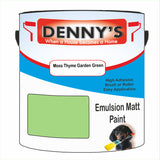 Denny's Emulsion Paint For Ceilings Colour- Moss Thyme Garden Green - Matte Low-Splatter Stain-Hide Bright