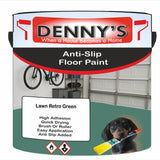 Denny's Floor Paint For Grip Coating Colour- Lawn Retro Green - Anti-Slip Hardwearing Safe