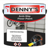 Denny's Floor Paint For Grip Coating Colour- Lead Concrete Grey - Anti-Slip Hardwearing Safe