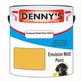 Denny's Emulsion Paint For Ceilings Colour- Sunbeam Pastel Glow Yellow - Matte Low-Splatter Stain-Hide Bright