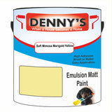 Denny's Emulsion Paint For Walls Colour- Soft Mimosa Marigold Yellow - Matte Wipe-Clean Durable Coverage