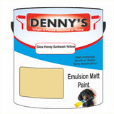 Denny's Emulsion Paint For Ceilings Colour- Glow Honey Sunbeam Yellow - Matte Low-Splatter Stain-Hide Bright