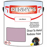 Denny's High Temp Paint For Radiators Colour- Lilac Mauve - Heatproof No-Yellow Durable