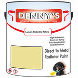 Denny's High Temp Paint For Radiators Colour- Lumen Amberline Yellow - Heatproof No-Yellow Durable