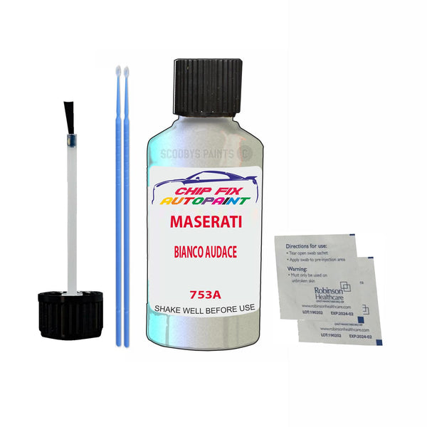 Maserati All Models Bianco Audace Touch Up Paint Code 753A