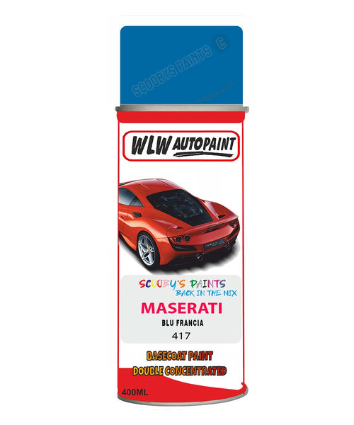 Maserati Blu Francia Aerosol Spray Paint Code 417 Basecoat Spray Paint