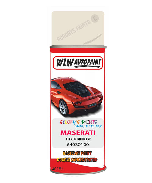 Maserati Bianco Birdcage Aerosol Spray Paint Code 64030100 Basecoat Spray Paint