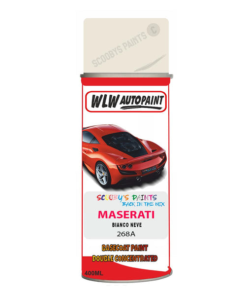 Maserati Bianco Neve Aerosol Spray Paint Code 268A Basecoat Spray Paint