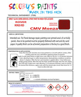 Rover MONZA RED Spray or Brush Paint For Classic Rover Model Montego Restore my Old Rover