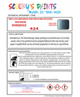 MOONRAKER BLUE Aerosol Spray Paint Code 424 Classic ROVER Model 100/Metero Automotive Restorative Paint Vehicle Touch-Up ROVER 424 Paint Car Restoration DIY Auto Painting Classic Car Refinishing High-Quality Spray Paint Automotive Finish Vehicle Restoration Supplies Custom Car Paint Auto Body Paint Aerosol Can Automotive Refinishing Paint for Classic Cars