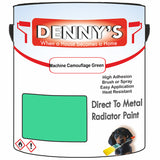 Denny's High Temp Paint For Radiators Colour- Machine Camouflage Green - Heatproof No-Yellow Durable