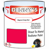 Denny's High Temp Paint For Radiators Colour- Magnum Cargo Red - Heatproof No-Yellow Durable