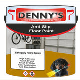 Denny's Floor Paint For Grip Coating Colour- Mahogany Retro Brown - Anti-Slip Hardwearing Safe