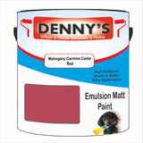 Denny's Emulsion Paint For Ceilings Colour- Mahogany Carmine Cedar Red - Matte Low-Splatter Stain-Hide Bright