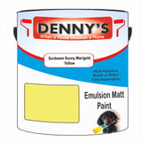 Denny's Emulsion Paint For Ceilings Colour- Sunbeam Sunny Marigold Yellow - Matte Low-Splatter Stain-Hide Bright