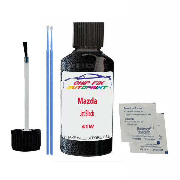 Mazda Jet Black Touch Up Paint Code 41W Scratch Repair Kit