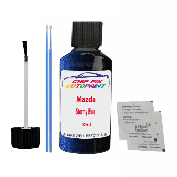 Mazda Stormy Blue Touch Up Paint Code 35J Scratch Repair Kit