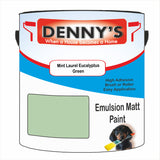 Denny's Emulsion Paint For Ceilings Colour- Mint Laurel Eucalyptus Green - Matte Low-Splatter Stain-Hide Bright